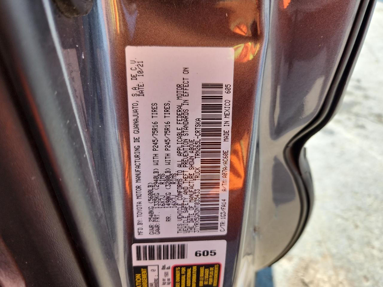 2022 Toyota Tacoma Access Cab VIN: 3TYRX5GN3NT035433 Lot: 64822695