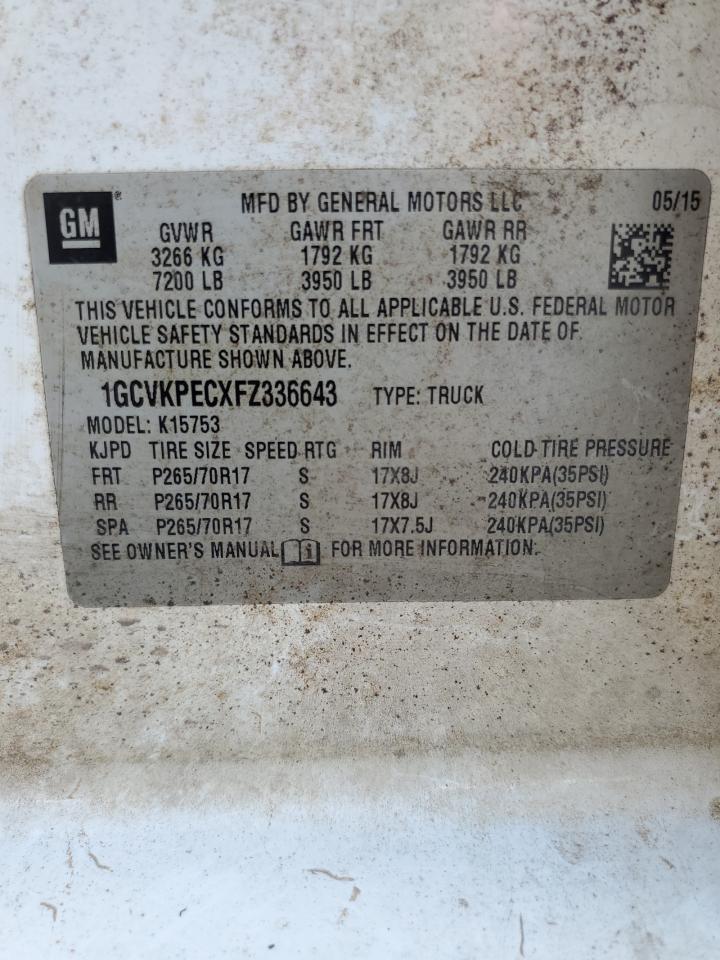 2015 Chevrolet Silverado K1500 VIN: 1GCVKPECXFZ336643 Lot: 63867715