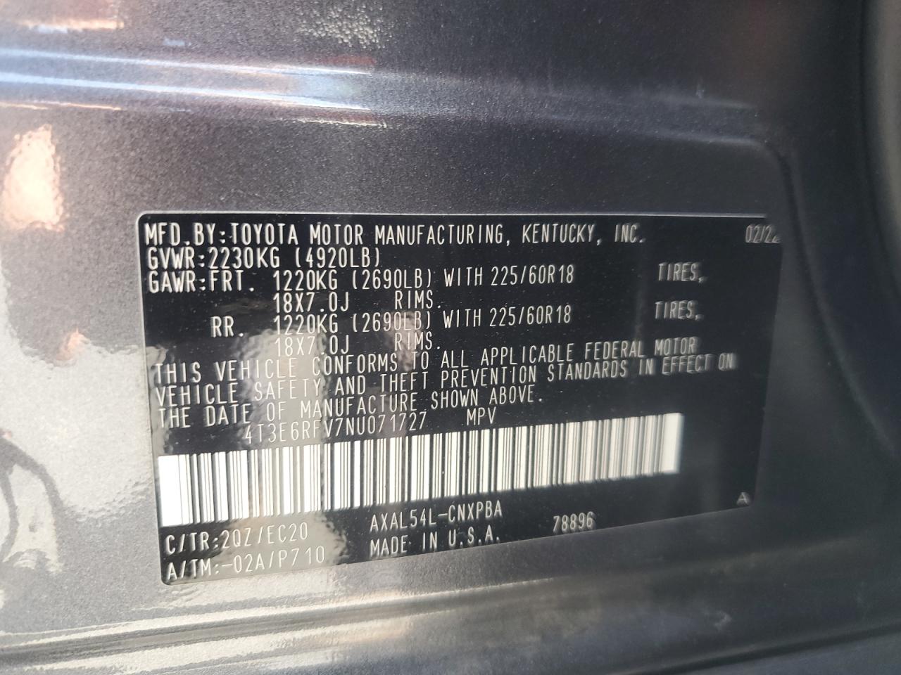 2022 Toyota Rav4 Xse VIN: 4T3E6RFV7NU071727 Lot: 64248785