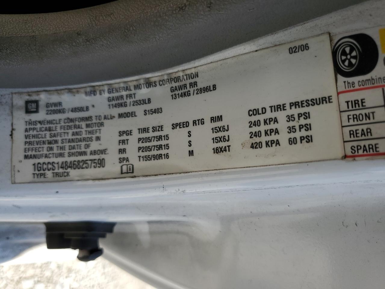 1gccs148468257590 1GCCS148468257590 2006 Chevrolet Colorado