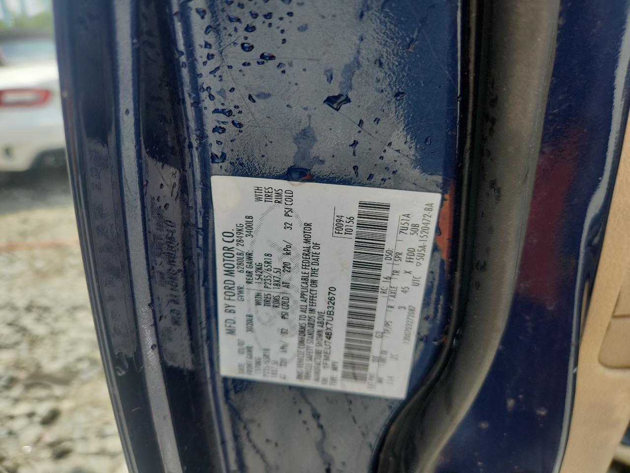 2007 Ford Explorer Eddie Bauer VIN: 1FMEU748X7UB32670 Lot: 64760445