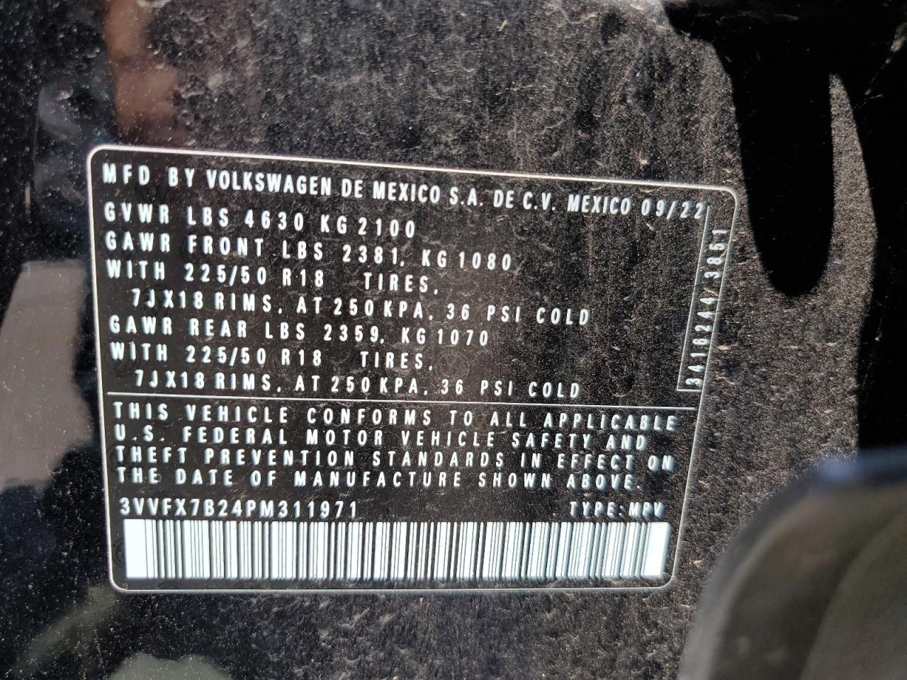2023 Volkswagen Taos S VIN: 3VVFX7B24PM311971 Lot: 63434685