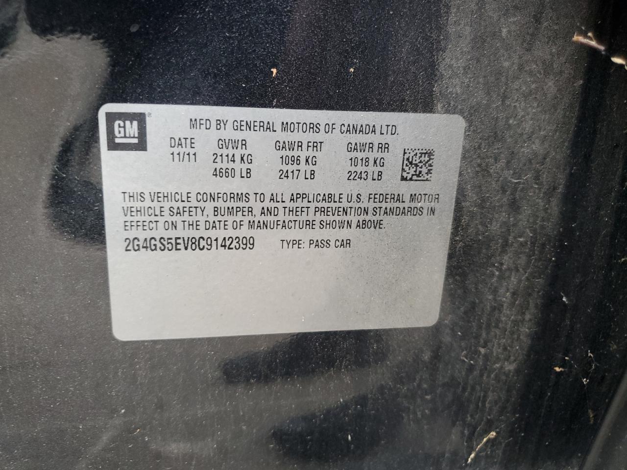 2012 Buick Regal Premium VIN: 2G4GS5EV8C9142399 Lot: 63941845