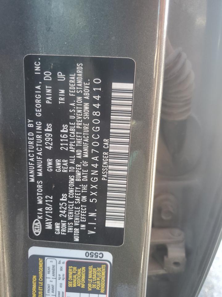 2012 Kia Optima Ex VIN: 5XXGN4A70CG084410 Lot: 63440025