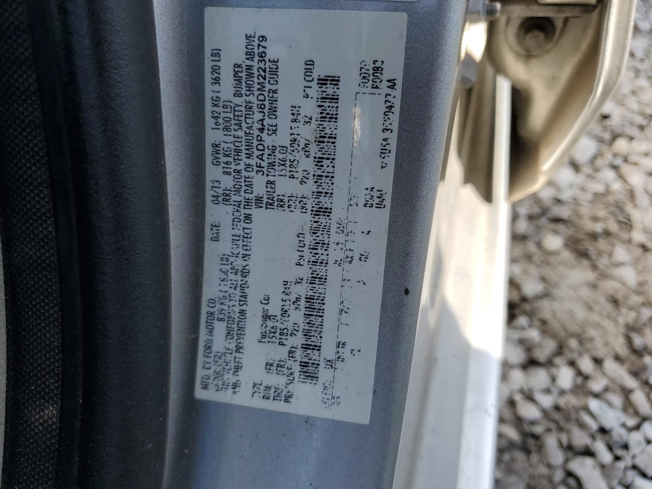 2013 Ford Fiesta S VIN: 3FADP4AJ8DM223679 Lot: 64247755