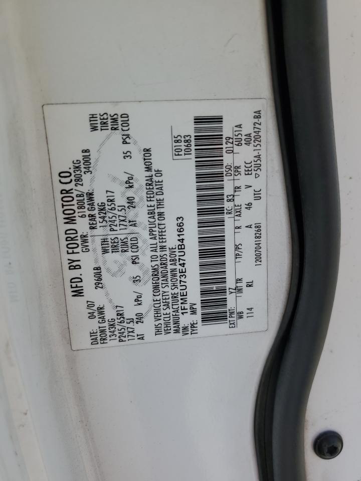 2007 Ford Explorer Xlt VIN: 1FMEU73E47UB41663 Lot: 64520825