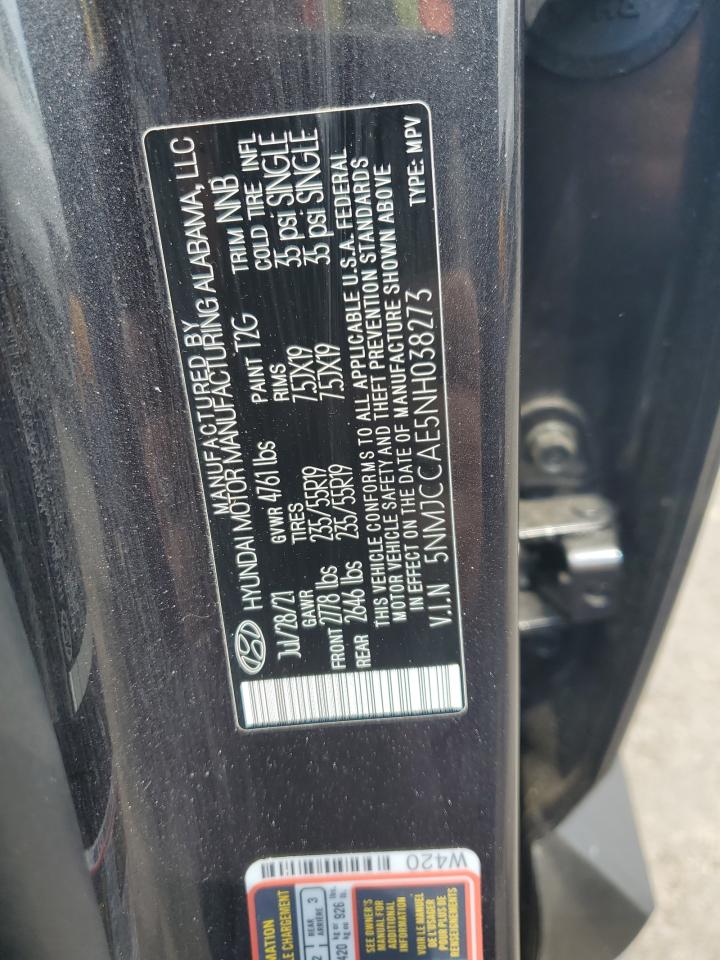 2022 Hyundai Tucson Sel VIN: 5NMJCCAE5NH038273 Lot: 64437795