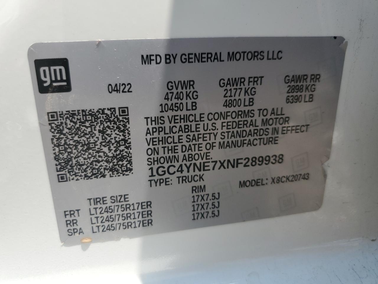2022 Chevrolet Silverado K2500 Heavy Duty Lt VIN: 1GC4YNE7XNF289938 Lot: 63573715