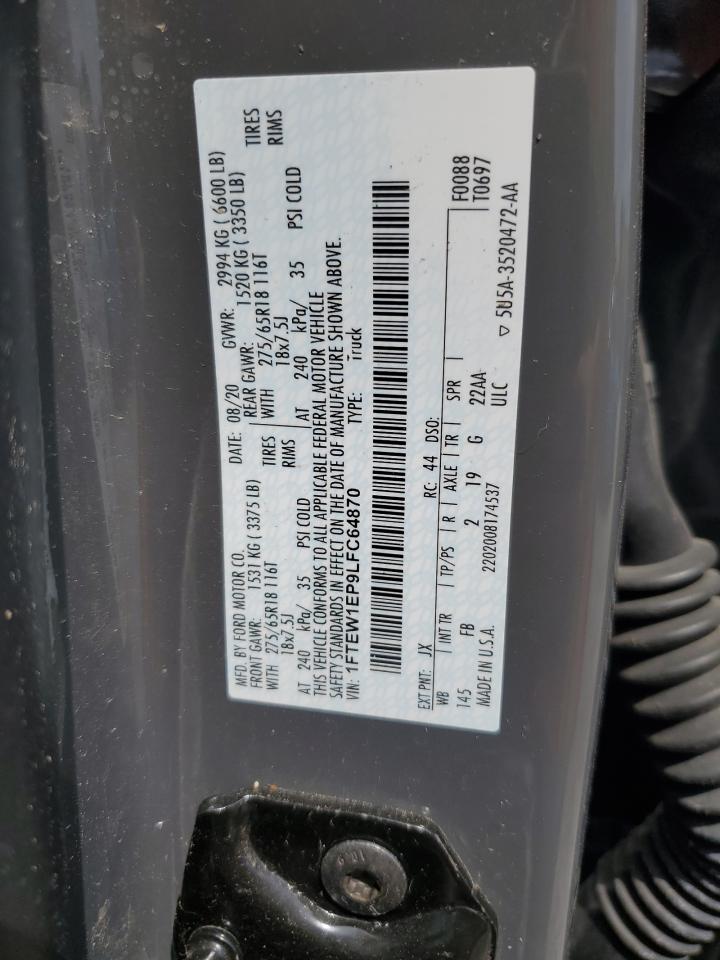 2020 Ford F150 Supercrew VIN: 1FTEW1EP9LFC64870 Lot: 63343945