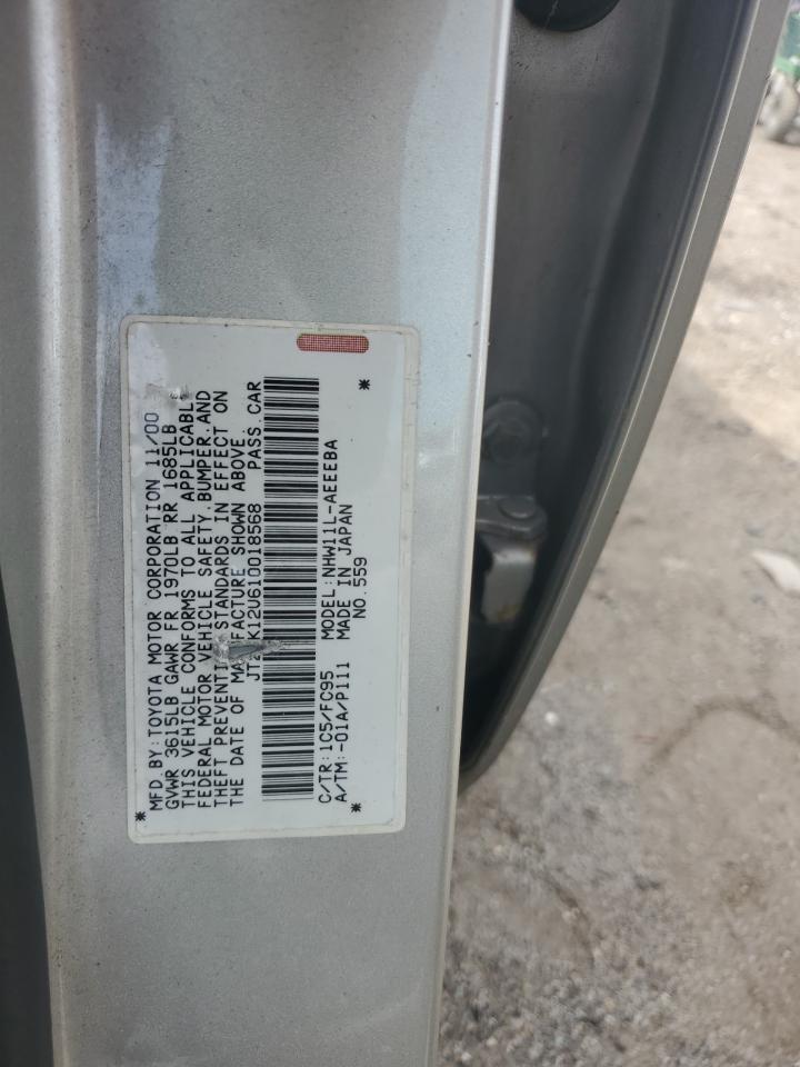 2001 Toyota Prius VIN: JT2BK12U610018568 Lot: 64883295