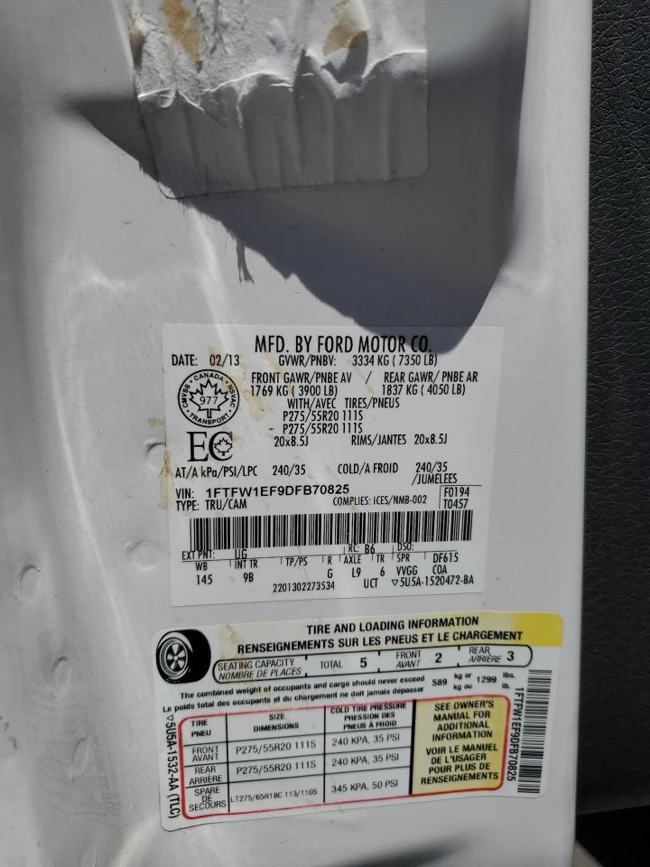 1ftfw1ef9dfb70825 1FTFW1EF9DFB70825 2013 Ford F150 Supercrew
