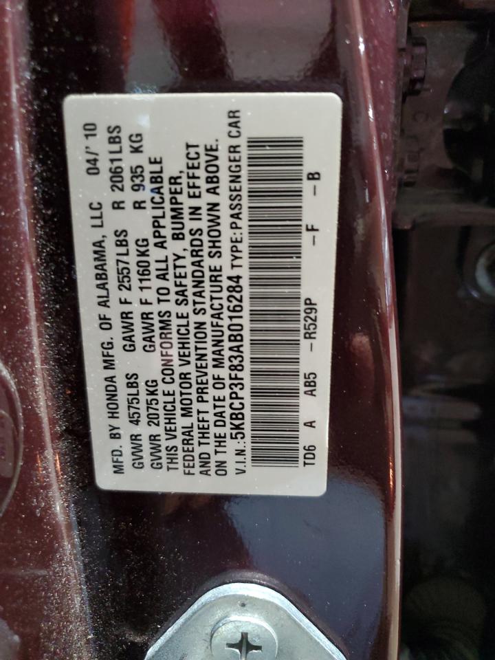 2010 Honda Accord Exl VIN: 5KBCP3F83AB016284 Lot: 64984475