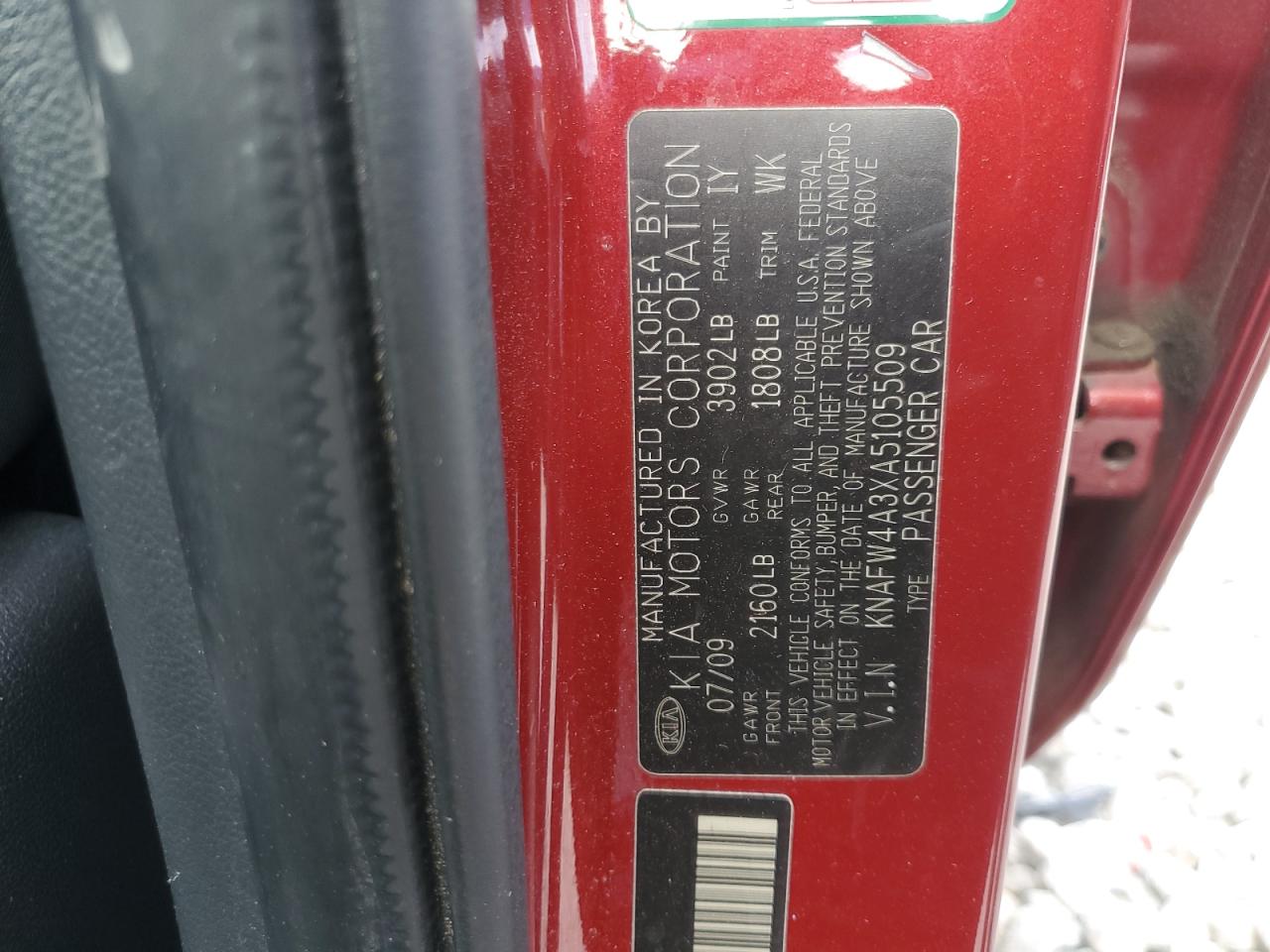 2010 Kia Forte Sx VIN: KNAFW4A3XA5105509 Lot: 65034055