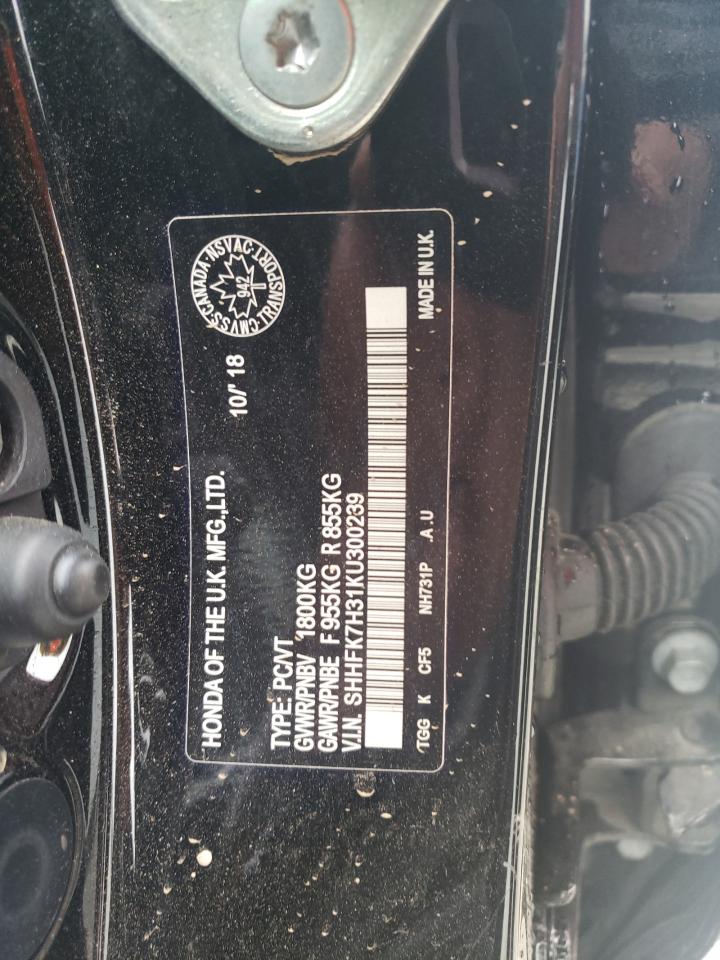 2019 Honda Civic Lx VIN: SHHFK7H31KU300239 Lot: 65224275