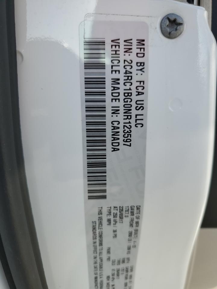 2022 Chrysler Pacifica Touring L VIN: 2C4RC1BG0NR123597 Lot: 59910155