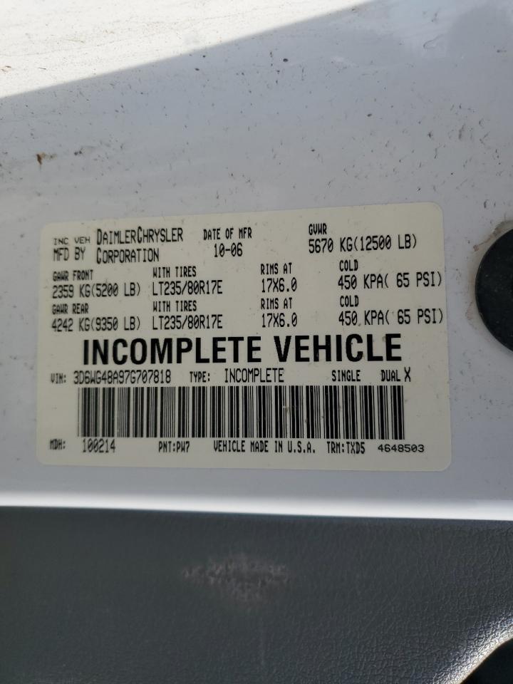 2007 Dodge Ram 3500 St VIN: 3D6WG48A97G707818 Lot: 64277475