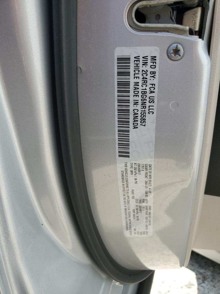 2022 Chrysler Pacifica Touring L VIN: 2C4RC1BG6NR155857 Lot: 64169535