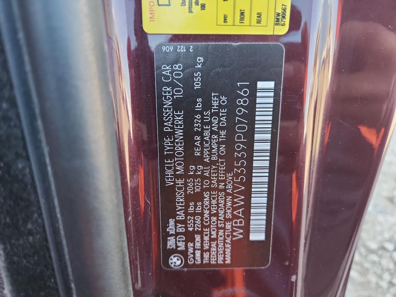 2009 BMW 328 Xi Sulev VIN: WBAWV53539P079861 Lot: 63364045