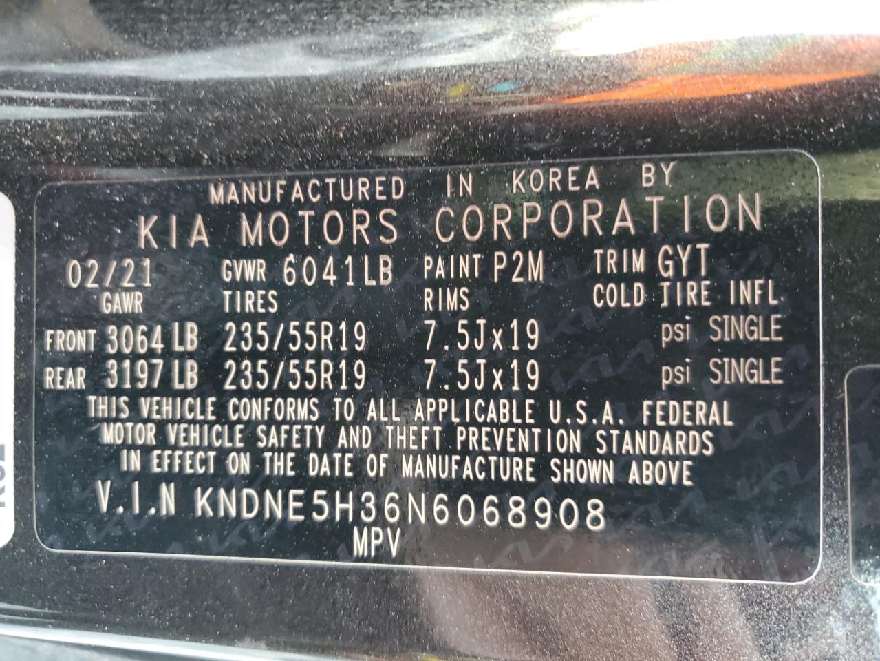 2022 Kia Carnival Sx Prestige VIN: KNDNE5H36N6068908 Lot: 63847525