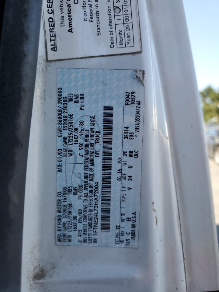 2003 Ford Truck E250 Econo Cg Van Ca VIN: 1FTNE24L73HA72004 Lot: 64091195