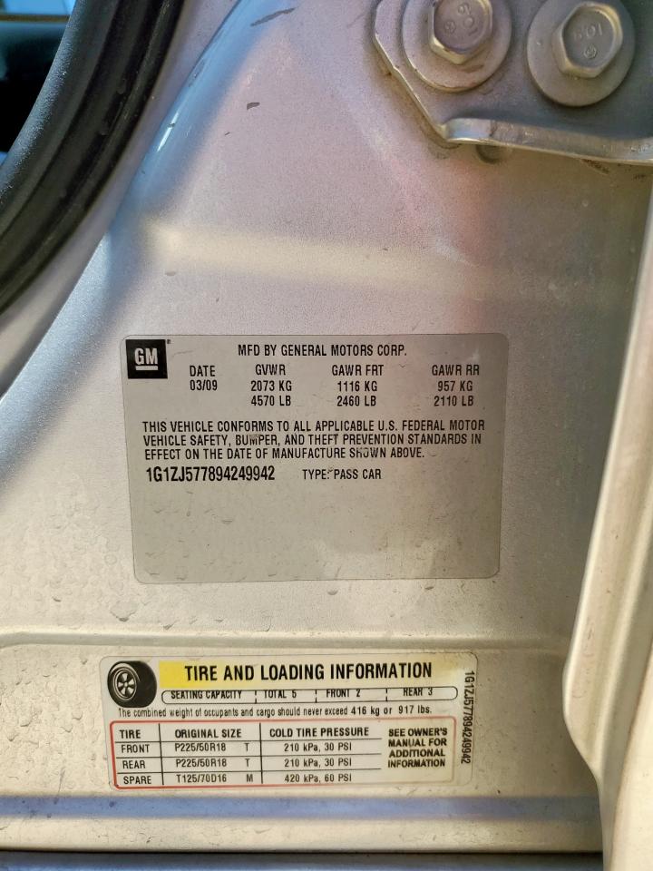 2009 Chevrolet Malibu 2Lt VIN: 1G1ZJ577894249942 Lot: 66618645