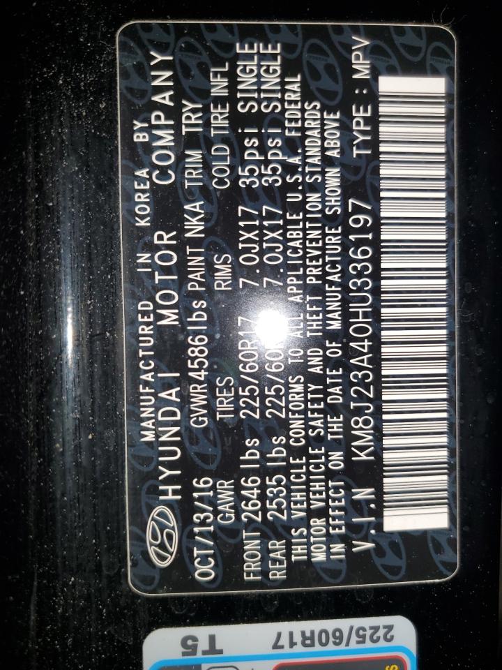 km8j23a40hu336197 KM8J23A40HU336197 2017 Hyundai Tucson Se