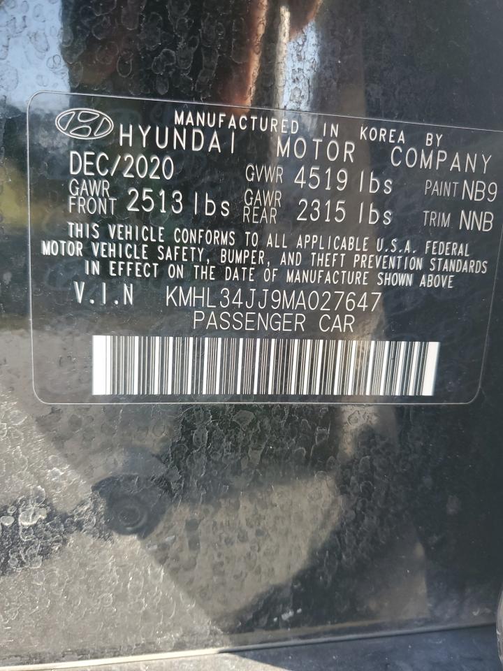 2021 Hyundai Sonata Hybrid VIN: KMHL34JJ9MA027647 Lot: 63692565