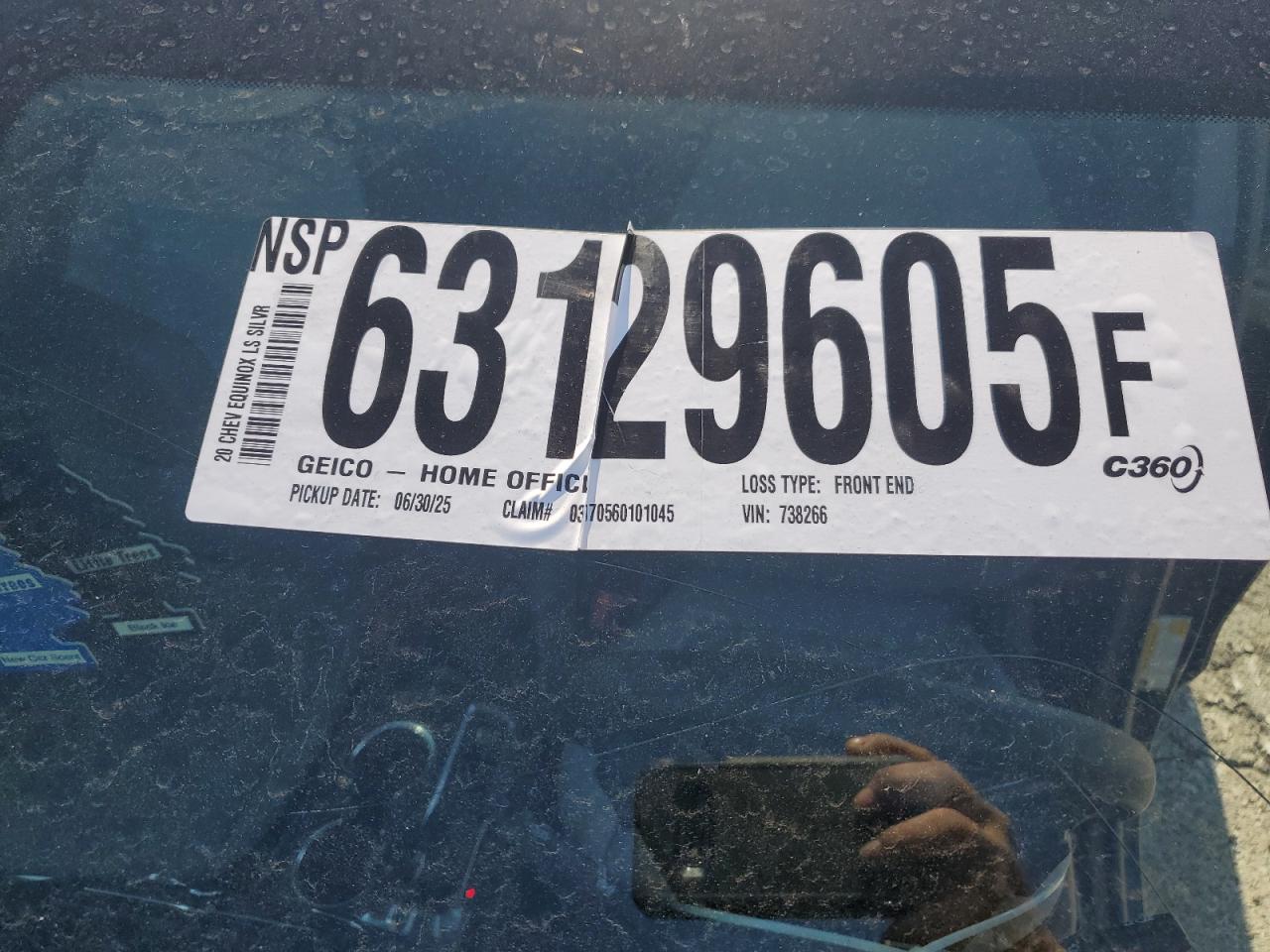 2020 Chevrolet Equinox Ls VIN: 3GNAXHEV1LS738266 Lot: 63129605