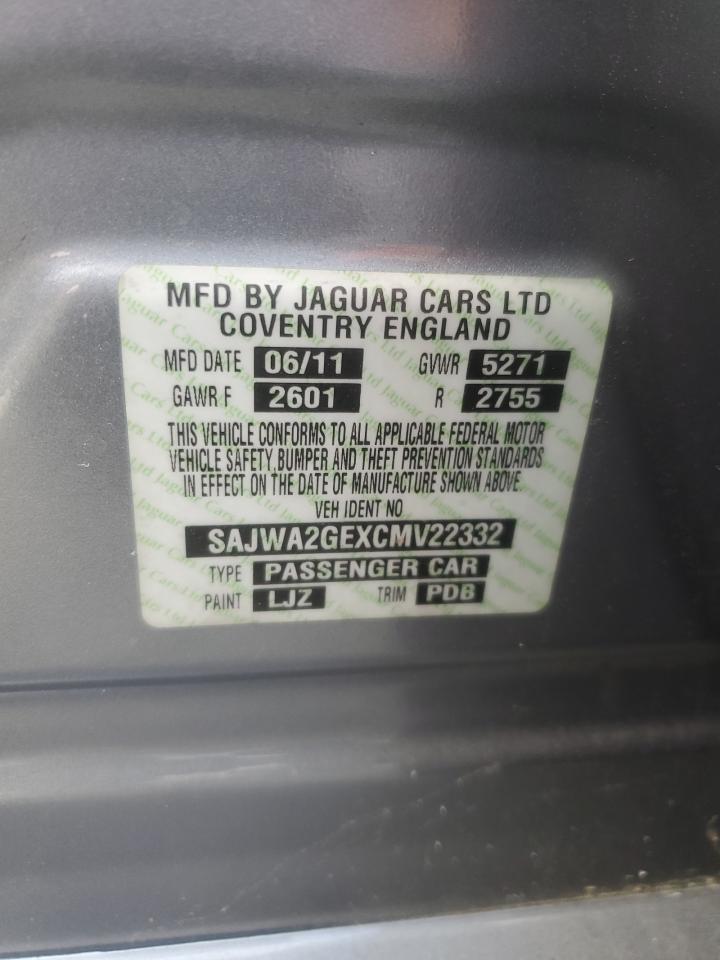 2012 Jaguar Xjl Supercharged VIN: SAJWA2GEXCMV22332 Lot: 65096925
