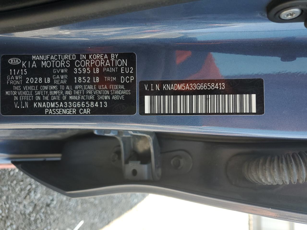 2016 Kia Rio Lx VIN: KNADM5A33G6658413 Lot: 64079585