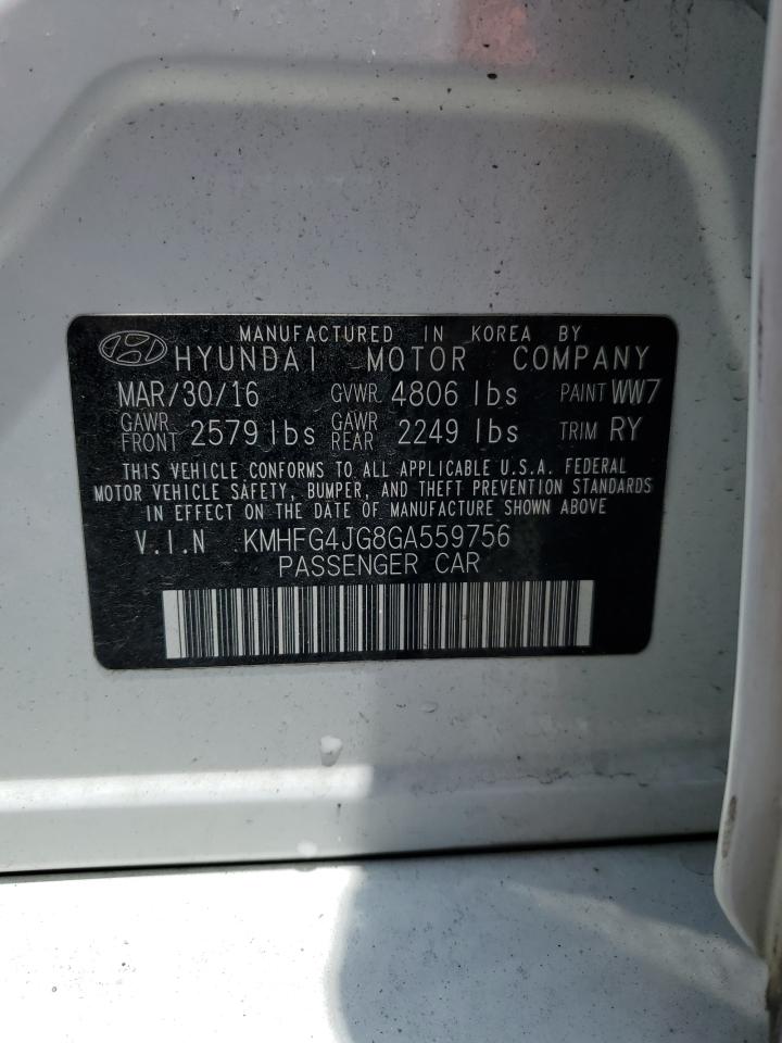 2016 Hyundai Azera VIN: KMHFG4JG8GA559756 Lot: 62871655