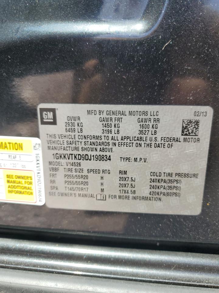 2013 GMC Acadia Denali VIN: 1GKKVTKD9DJ190834 Lot: 63527035