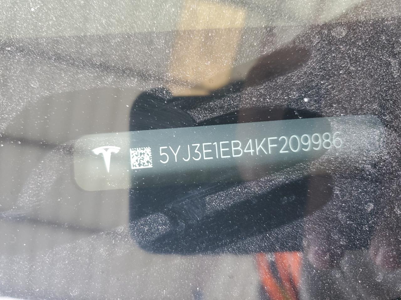 2019 Tesla Model 3 VIN: 5YJ3E1EB4KF209986 Lot: 64831205