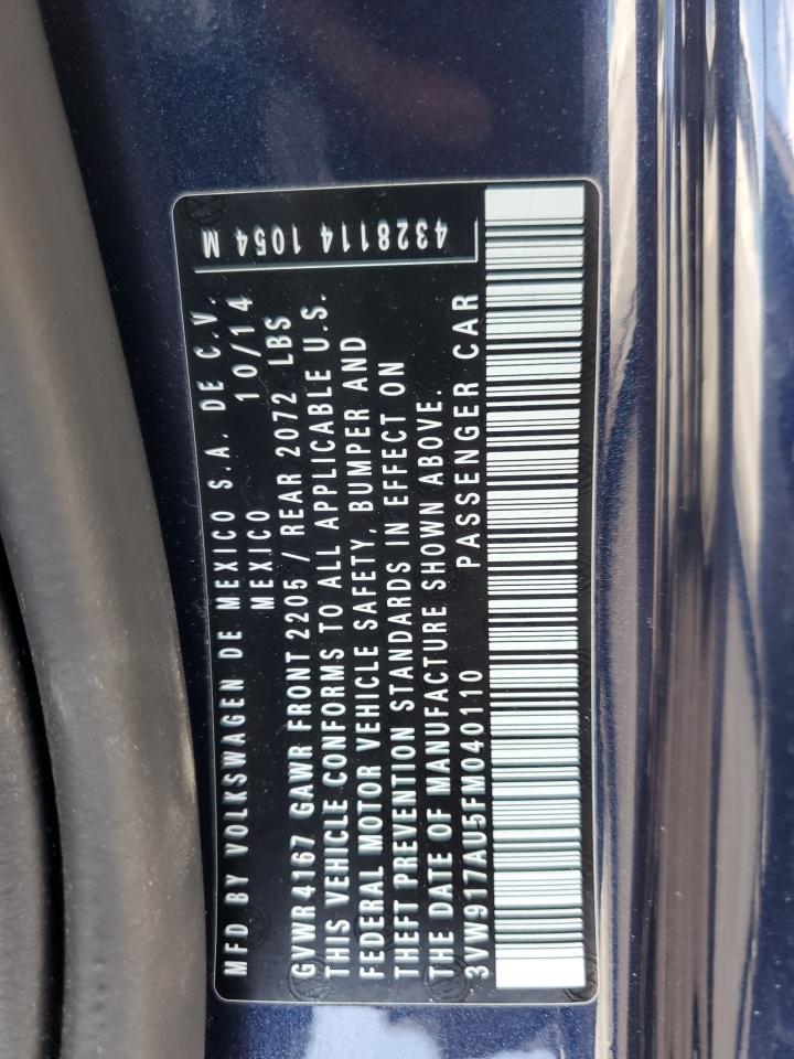 3vw917au5fm040110 3VW917AU5FM040110 2015 Volkswagen Golf
