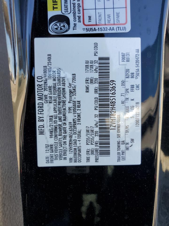 2008 Ford Mustang Gt VIN: 1ZVHT82H485163659 Lot: 63999055