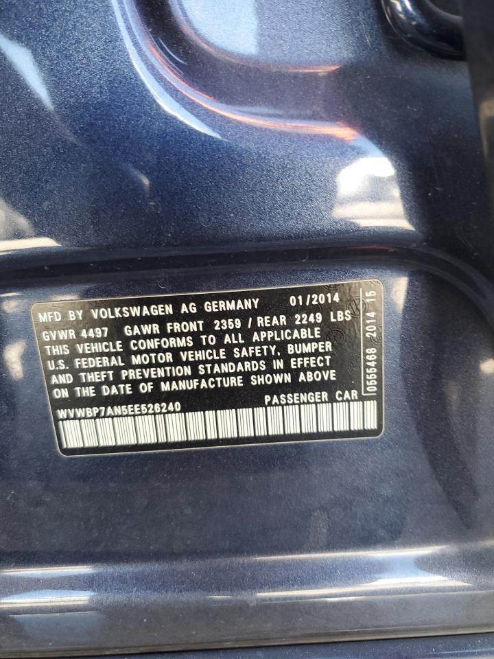2014 Volkswagen Cc Sport VIN: WVWBP7AN5EE526240 Lot: 63810135