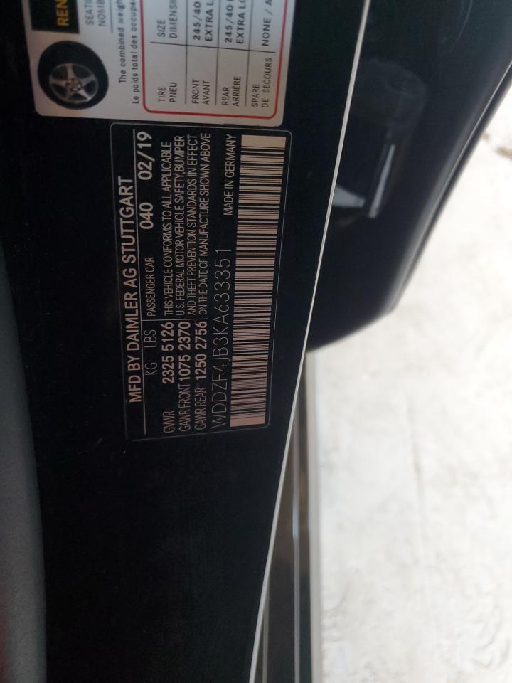 2019 Mercedes-Benz E 300 VIN: WDDZF4JB3KA633351 Lot: 64138255