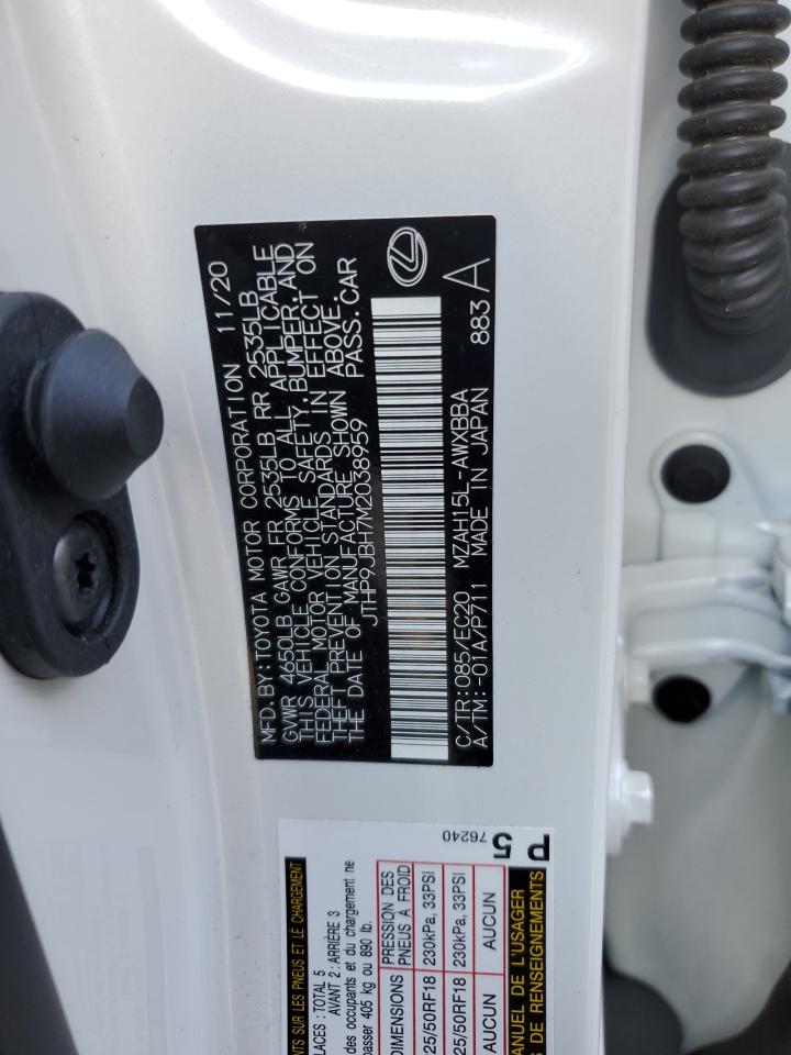 2021 Lexus Ux 250H VIN: JTHP9JBH7M2038959 Lot: 63338305