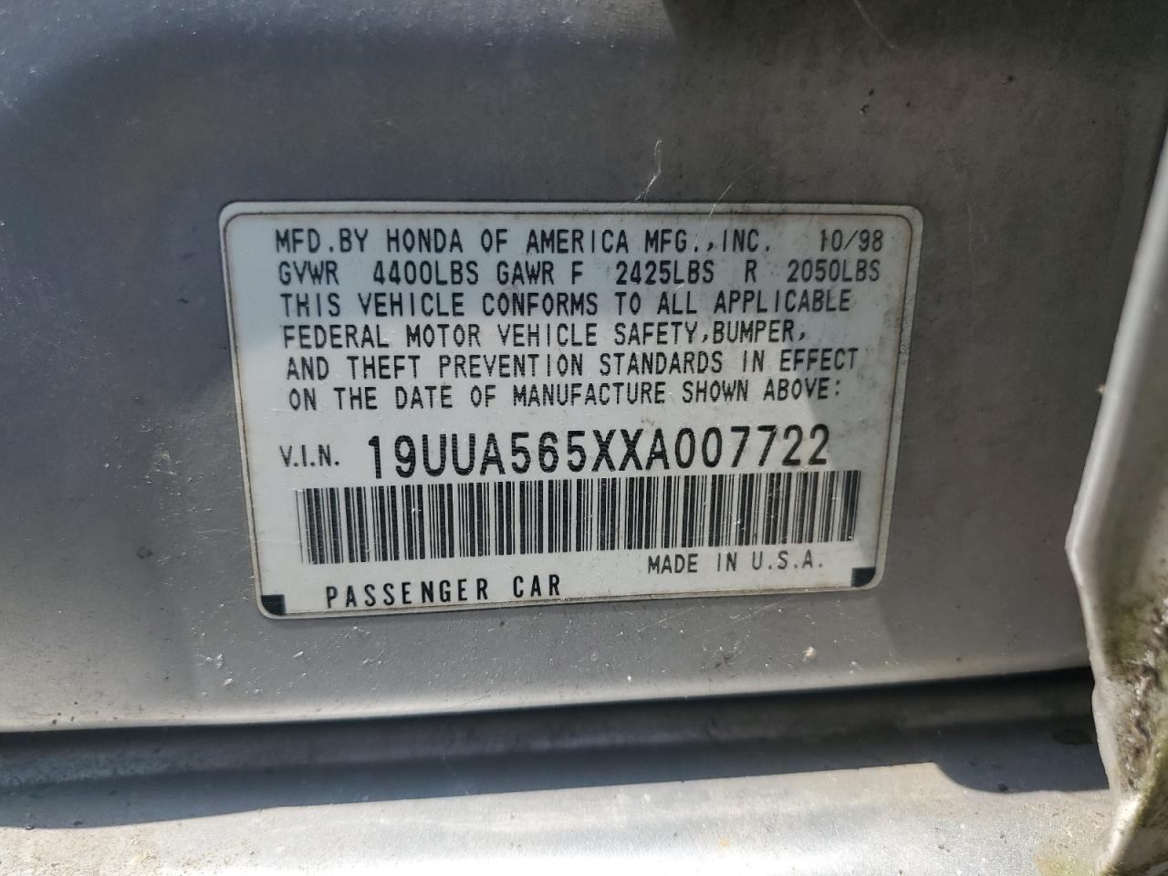 19uua565xxa007722 19UUA565XXA007722 1999 Acura 3.2Tl