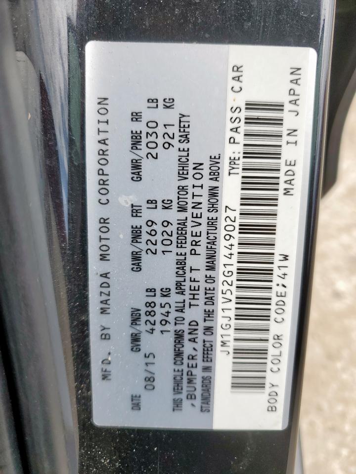 2016 Mazda 6 Touring VIN: JM1GJ1V52G1449027 Lot: 62139315