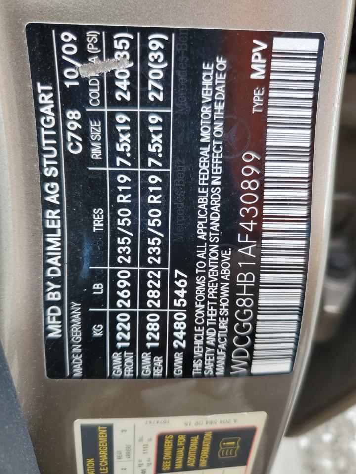 2010 Mercedes-Benz Glk 350 4Matic VIN: WDCGG8HB1AF430899 Lot: 64193175