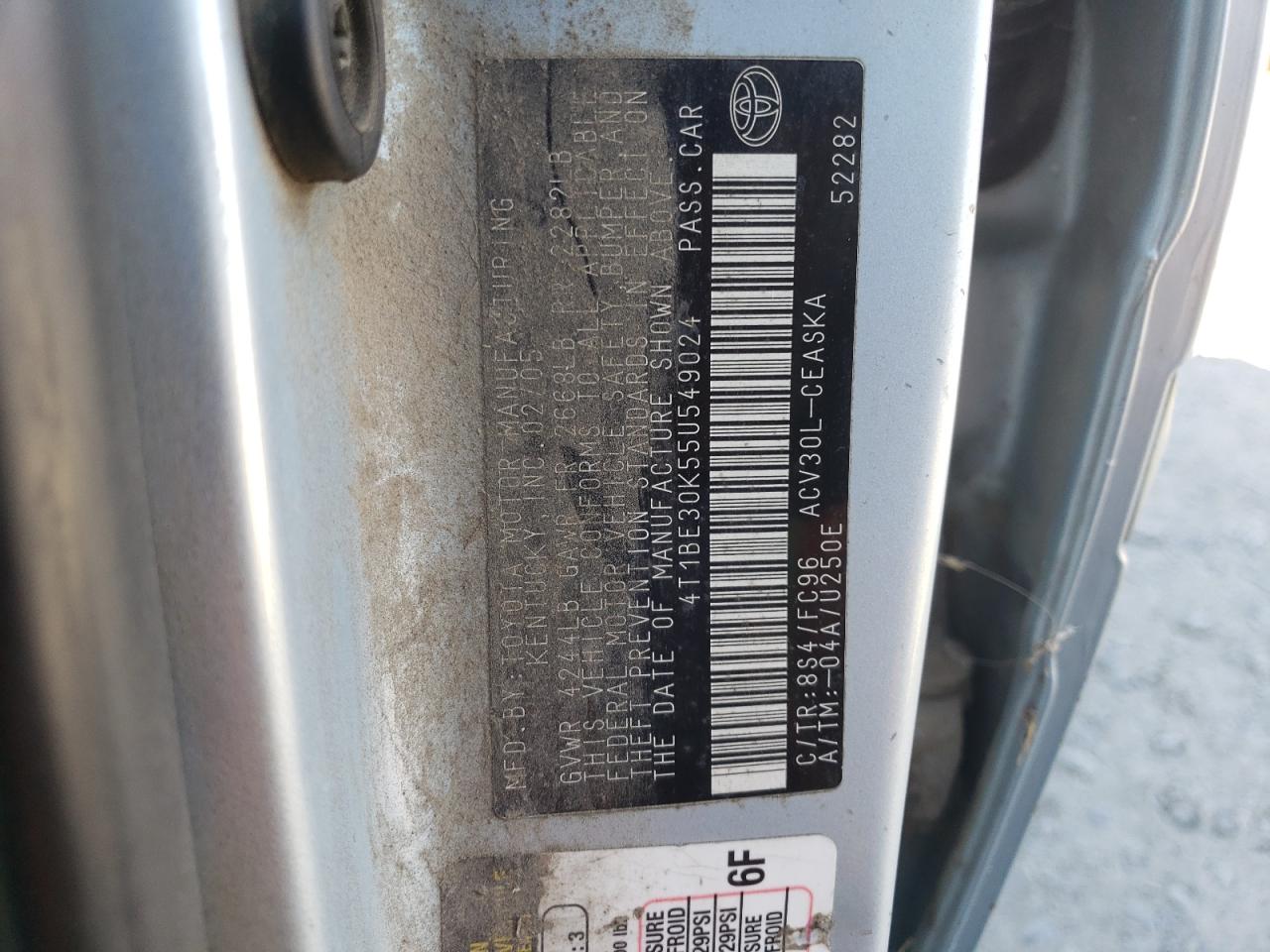 2005 Toyota Camry Le VIN: 4T1BE30K55U549024 Lot: 64821745
