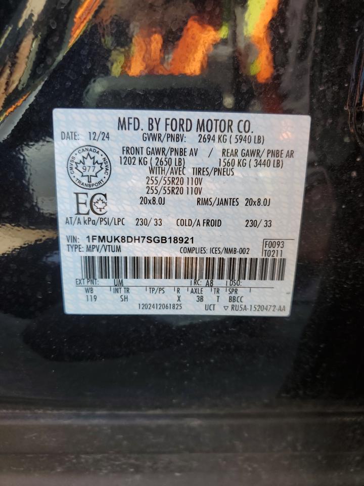 2025 Ford Explorer Active VIN: 1FMUK8DH7SGB18921 Lot: 64944915