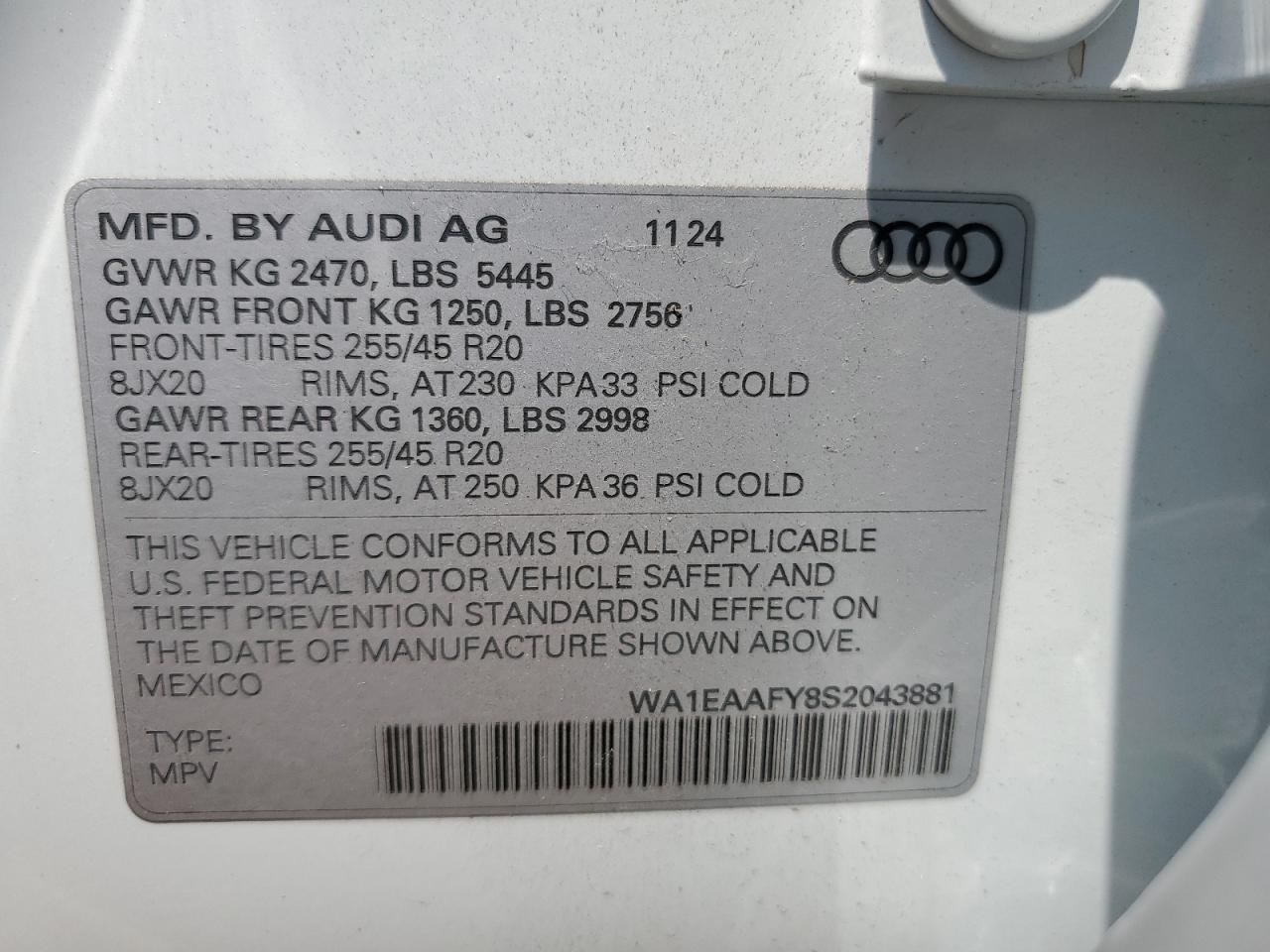 2025 Audi Q5 Premium Plus 45 VIN: WA1EAAFY8S2043881 Lot: 64698885