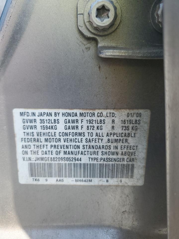 2009 Honda Fit VIN: JHMGE88209S052944 Lot: 65504835