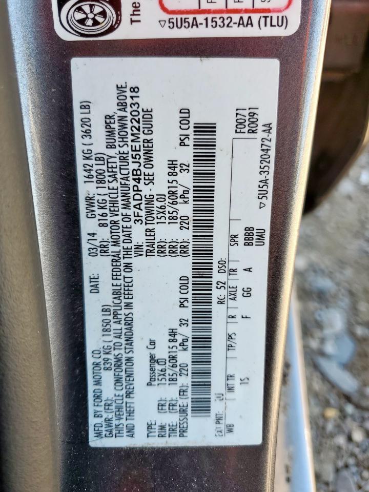 2014 Ford Fiesta Se VIN: 3FADP4BJ5EM220318 Lot: 64816585