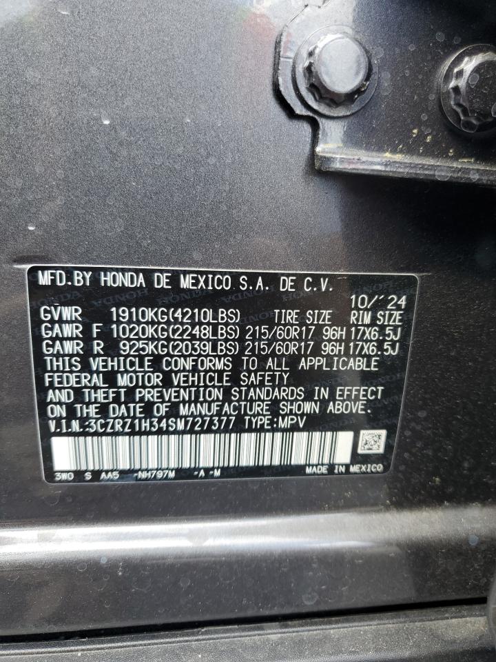 2025 Honda Hr-V Lx VIN: 3CZRZ1H34SM727377 Lot: 64195185
