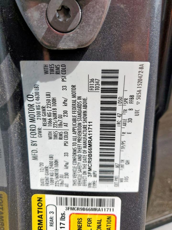 2021 Ford Bronco Sport Big Bend VIN: 3FMCR9B66MRA11711 Lot: 66665425