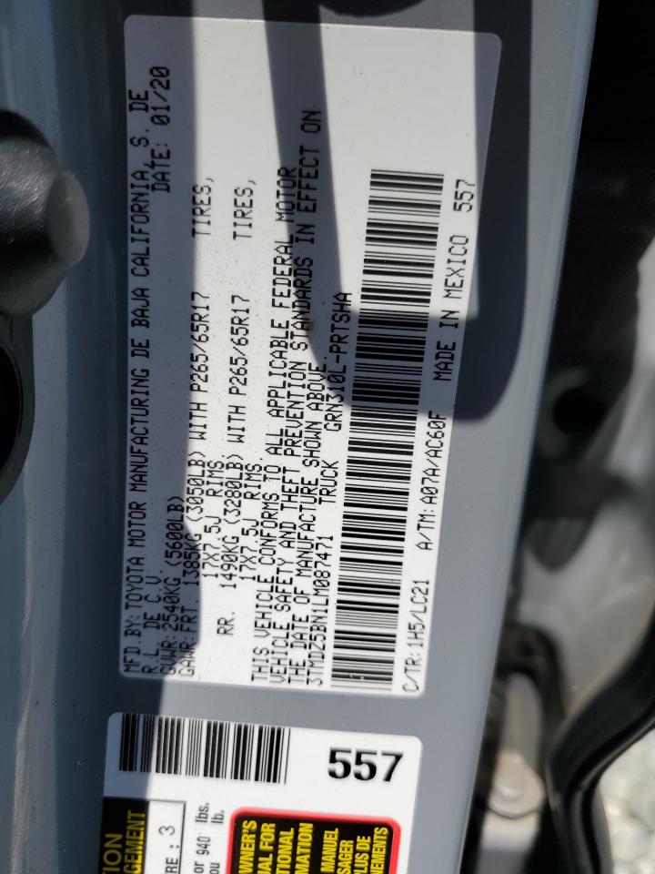 2020 Toyota Tacoma Double Cab VIN: 3TMDZ5BN1LM087471 Lot: 63074925