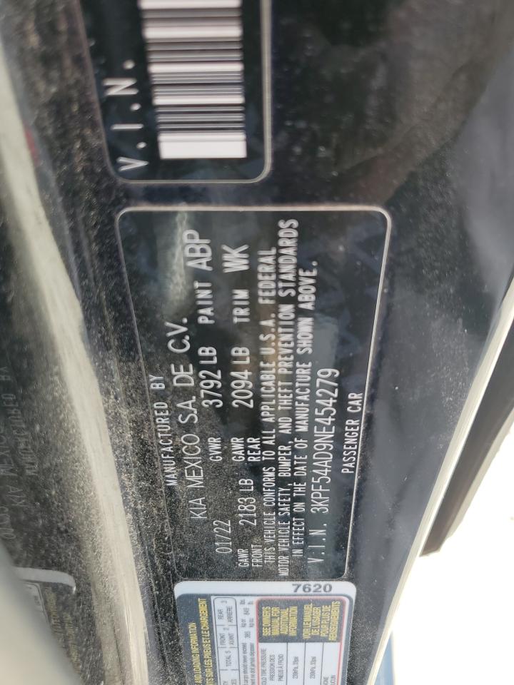 2022 Kia Forte Gt Line VIN: 3KPF54AD9NE454279 Lot: 63245285